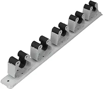 Mop and Broom Holder 5 Slot Wall Mounted Multi-Purpose Plastic Organizer, White