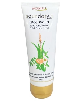 PATANJALI SAUNDARYA FACE WASH (ALOEVERA, NEEM, TULSI, ORANGE PEEL) 100 G patanjali products pure hurds baba ramdev ..