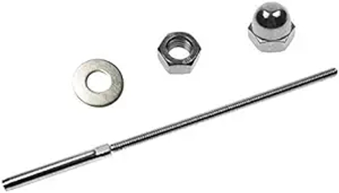 10" Extra-Long Stud Terminal for 3/16" Stainless Steel Wire Rope Cable Railing Rigging Decking Stairs Type 316 Marine Grade Hand Swage (1)