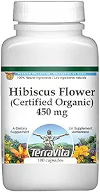 Hibiscus Flower (Certified Organic) - 450 mg (100 Capsules, ZIN: 517709)