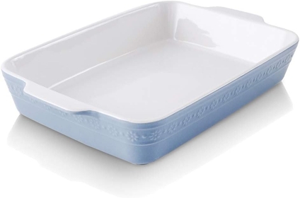 Individual Lasagne Pan Deep, Rectangular 9x13 Baking Dish, Ceramic Baking Dish, Bakeware for Tapas, Roasting, Casserole Dish for Oven, (Haze Blue)