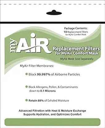 MyAir Comfort Mask Replacement Filters - 20 Each (2 Packs of 10) - Made in USA