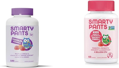 Toddler Multivitamin Gummies: Omega 3 Fish Oil (EPA/DHA), Vitamin D3, C, Vitamin B12, B6 & Kids Probiotic Immunity Gummies: Prebiotics & Probiotics for Digestive Health and Immune
