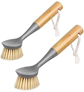 MR.SIGA Dish Brush with Bamboo Handle Built-in Scraper, Scrub Brush for Pans, Pots, Kitchen Sink ...