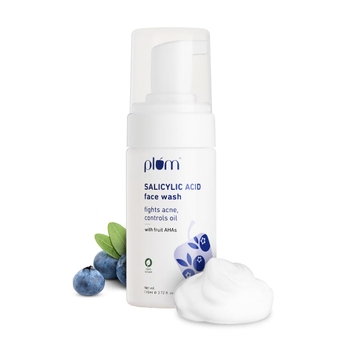 1% Encapsulated Salicylic Acid Foaming Face Wash with Glycolic Acid, Fruit AHA's & Blueberry Extracts | Fights Acne, Blackheads & Breakouts | For Men & Women | Sulphate-Free | 100% Vegan | 110 ml