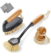 3PCS Natural Bamboo Brushes Set for Household Kitchen and Bathroom Cleaning Recyclable Scrub Brus...