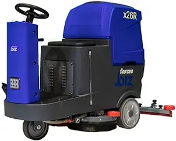 USA-CLEAN X26R Ride-On Auto Floor Scrubber Machine, 26 inch (750mm) Cleaning Path, Industrial Commercial Use, Large Tank Capacity, Battery Powered Quiet and Easy to Use