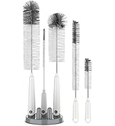 MR.SIGA 5 Pack Bottle Brush Cleaning Set with Storage Holder, Cleaning Brushes for Long Narrow Ne...