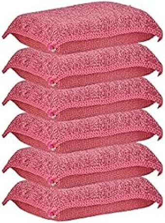 Miracle Microfiber Scrubbing Sponge, Red Extra Scrubbing Power Kitchen Sponge, Sink, Pot, Pan and Dish Washing, Super Absorbent and Rapid Drying, 6-Pack, by