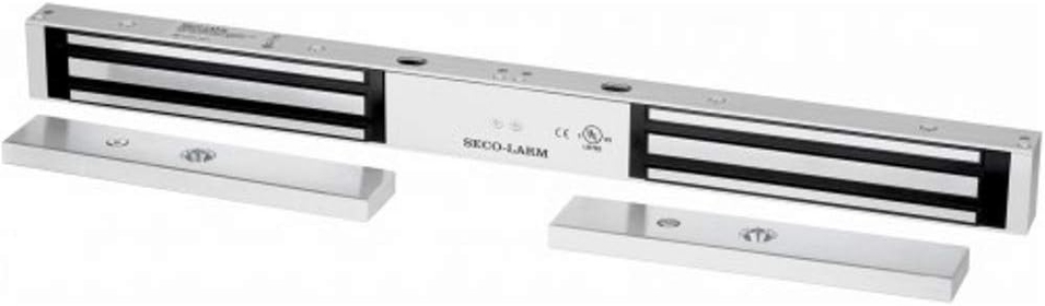 E-941DA-600Q Electromagnetic Double-Door Maglock, 600-lb (272kg) Holding Force, 12 or 24 VDC (Selectable), No Residual Magnetism, Adjustable Mounting Bracket, Detachable Face Plate
