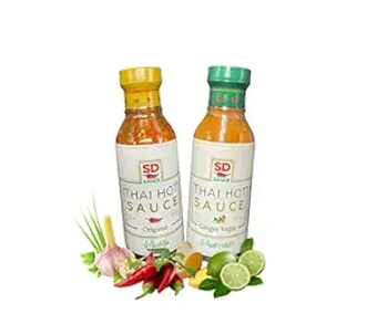 - PREMIUM Thai Hot  - Two 6oz bottles COMBO SET - Hand-Crafted, Raw & All Natural, A Taste of Thailand in a Bottle, No Preservatives, No MSG, (2-6oz bottles)