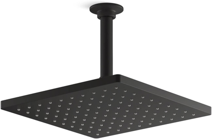 KOHLER 26149-BL Honesty 10 Inch Single-Function Rainfall Showerhead, Wall- or Ceiling-Mount Square Shower Head, 2.5 GPM, Matte Black