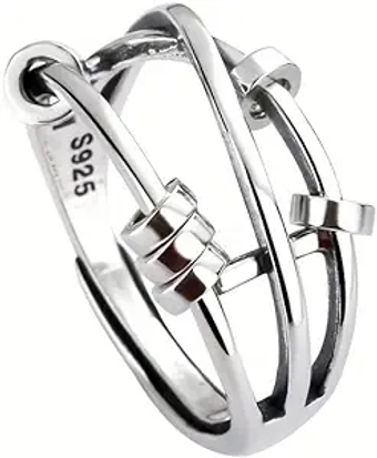925 Sterling Silver Anxiety Ring Multi Layer Design With Spinning Beads Help You Release Your Stress Match Daily Outfits For Friends And Family