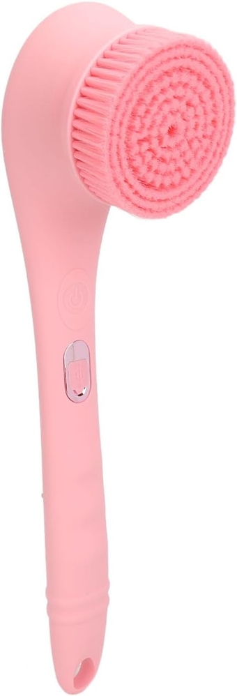 Electric Body Bath Brush, 360 Degrees Rotation Promote Circulation Electric Body Brush Long Handle Deep Cleansing with 3 Heads for Daily Use (Pink)