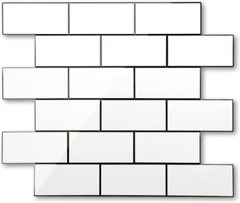 10 Sheets Peel and Stick Backsplash, Aluminium Composite 3D Wall Panel, Faux Ceramic Look Subway Tile, Polished White Stick on Kitchen Backsplash