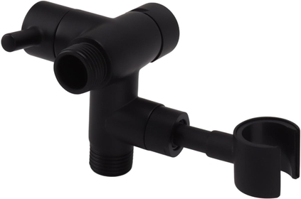 Shower Head Arm Diverter, Water Splitter for Shower Head and Hose, Copper Shower Head Diverter with Two Water Outputs, for Hand Held, Diverter Valves (108 Black)