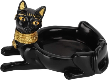 God Figurine Home Office Decor Egyptian Black Cat Resin Craft Egyptian Ashtray, 5.1 x 3.5in Vintage Ashtray, Fancy Gift Indoor Outdoor Bars for Men Women