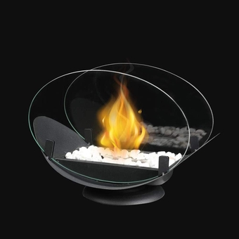 Oval Tabletop Fire Bowl with Two-Sided Glass 9.5'' High Portable Tabletop Fireplace–Clean-Burning Bio Ethanol Ventless Fireplace for Indoor Outdoor Patio Parties Events