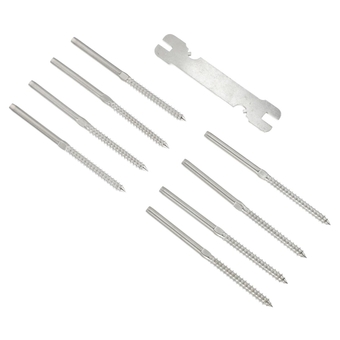 8pcs Wire Rope Connector Stainless Steel Wire Rope Stainless Steel Screws Balusters for Deck Steel Cable Railing Kit Cable Handrail Hardware 1/8 Deck Railing Kit Thread Wood Screw