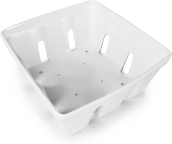 Ceramic Berry Basket, Fruit Bowl With Holes,Square Fruit Baskets Bowls for Kitchen, Easy to Clean (8 Inch-Set of 1)