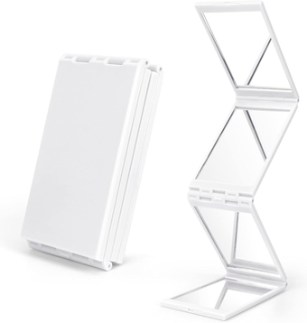 Folding Mirrors,Folding Travel Mirrors,Folding Portable Makeup Mirror,Four-Sided Foldable Cosmetic Mirror Beauty Vanity Mirror for Travelling Compact Mirror for Handbag and Pocket,White