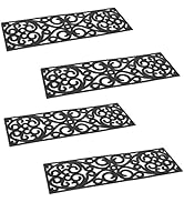 BIRDROCK HOME 10" x 30" Rubber Stair Mat with Scroll Design - 4 Pack - Tread Mat - Keeps Your Flo...