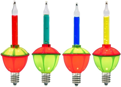 4 Pack Multicolor Christmas Bubble Replacement Bulbs, 5W Vintage Bubble Bulbs for Christmas Bubble String Lights, Indoor Outdoor Christmas Tree Decorations, C7/E12 Candelabra Base