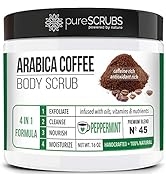 pureSCRUBS Premium Organic Arabica Coffee Body Scrub Set - PEPPERMINT BLEND 16oz Anti Cellulite S...