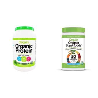 Organic Plant-Based Protein Powder + Superfoods Greens Powder Bundle (1.59lb + 0.62lb)