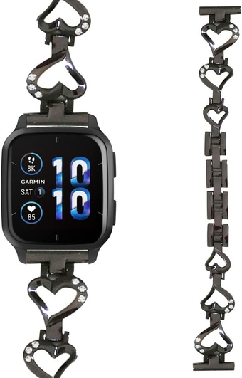 Compatible for Garmin Venu Sq 2/Venu Sq/Venu Music/Vivoactive 3/Vivomove HR/Garmin Move Luxe/Style,Forerunner 158/245/645, Women 20mm Bling Diamond Rhinestone Metal Wristband Strap