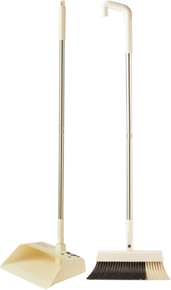 Broom Dustpan Set, Household Dustpan Set, Soft Bristles Broom Dustpan Set, Sweeping Standing Combo with Long Handle, Rotating Broom Head Suitable for Kitchen Lobby Floor Offices Room Home Cleaning