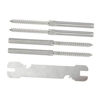 4pcs Wire Rope Connector Deck Railing Bolts Stair Railing Screws Swage Lag Screws Handrail Connector Bolts Kits Stainless Steel Wire Rope 1/8 Deck Railing Kit Cable Wooden Pillar