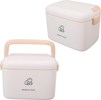 Medicine Box, with Handle, Family First Aid Box for Storage Large Space, Travel, Sturdy, Anti Aging, Camping, Mountaineering, Etc. (Type B)