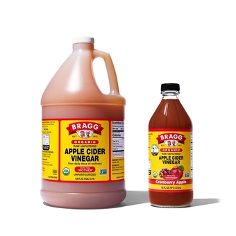 Organic Apple Cider Vinegar With the Mother 128 ounce and  Organic Cranberry Apple Enhanced Vinegar Drink 16 ounce Bundle