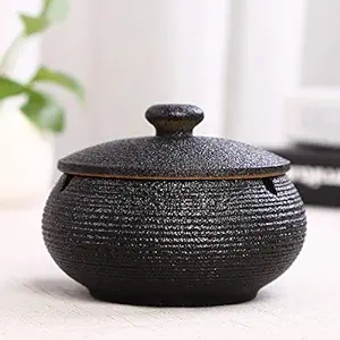 Ceramic Jar Decor Jar Holder Home Jar Decor with Lid for Home Office Decoration Anti-Skid Ceramic Taichi Black