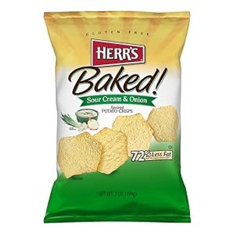 Herr's Sour Cream & Onion Flavored Baked Potato Crisps, 7 oz. Family Size Bags (3-Pack)