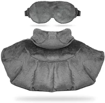 Neck and Shoulder Wrap with Hot and Cold Therapy for Pain Relief, Relaxation, and Stress Reduction, and a Premium Heated Eye Mask for Dry Eyes and Headaches