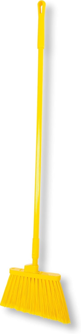 41082EC04 Plastic Color Coded Broom, Flagged Bristles, Long Broom With Angled Head For Large Debris, 56 Inches, Yellow, (Pack of 12)
