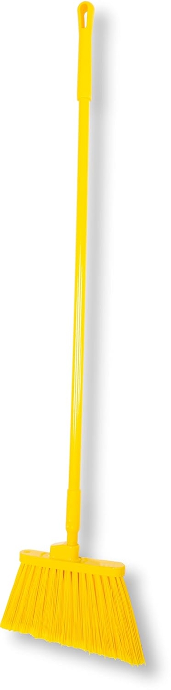 41082EC04 Plastic Color Coded Broom, Flagged Bristles, Long Broom With Angled Head For Large Debris, 56 Inches, Yellow
