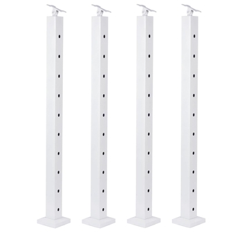 Cable Railing Post for Steps - Stainless Steel Square Fence Post for Deck Stair Cable Railing System, Angle Adjustable Top 36"x 2"x 2" - 10 Holes 30°Angle Pre-Drilled, White,4Pack