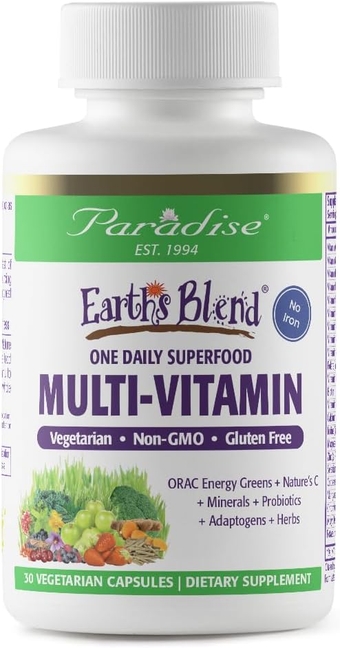 Earth's Blend, Multivitamin, Nature's C, Contains No Iron, ORAC Energy Greens, Vegan, Non GMO, Gluten Free, 30 Vegetarian Capsules