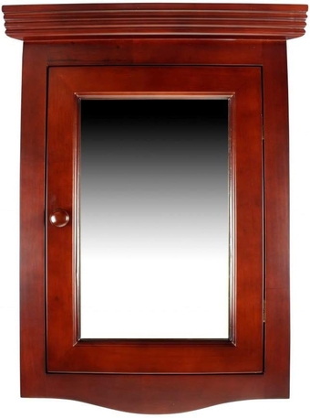 Renovators Supply Manufacturing Medicine Cabinets 27 1/8 in. x 20 1/8 in. Cherry Wood Corner Bathroom Wall Medicine Cabinet with Mirror and Mounting Hardware