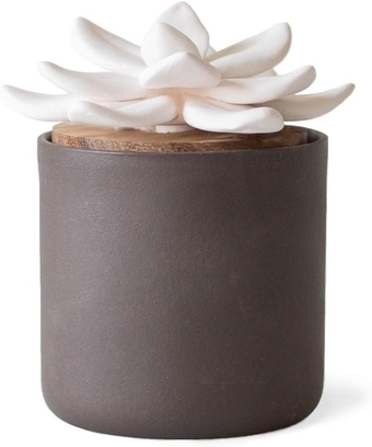 Charcoal Ceramic Bloom Diffuser, Best Hand-Crafted Wick Essential Oil Diffuser for Aromatherapy (Best for Home & Office)