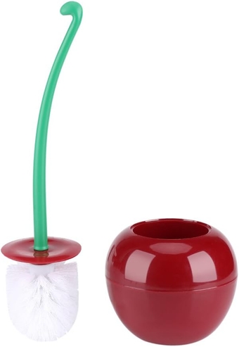 Toilet Brush, Cherry Shaped Toilet Brush, Cherry Shape Cleaning Toliet Brush Holder Standing Set Lavatory Bathroom Tool Cute Toilet Brush