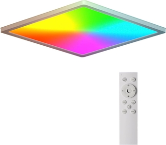 RGB Ceiling Light with Remote Control, 12 Inch 3000K-6500K Dimmable LED Flush Mount Ceiling Light Fixture, Square Color Changing Hardwired Lamp for Bedroom Living Room Kid Room Party