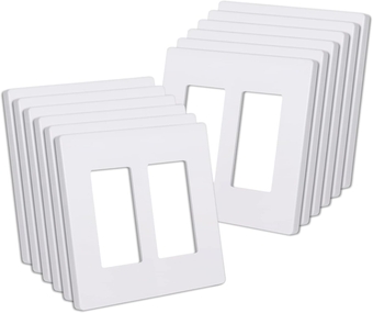 2-Gang Matte White Decorator Screwless Wall Plates, 12 Pack Child Safe Light Switch Covers, Standard Size 4.68” X 4.72”, Scratch and Impact Resistant, Hidden Screws, Polycarbonate