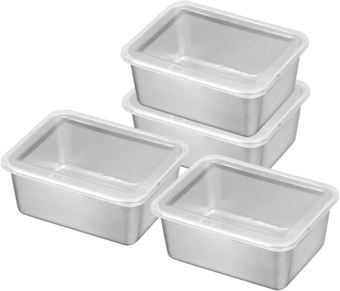 4pcs Boxes Crisper Plastic Sandwich Case Fridge Storage Bins Glass Sushi Containers Snack Holder Glass Containers Fridge Food Storage Container Sealed Box Work Stainless Steel