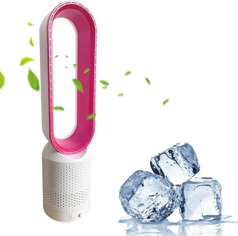 Bladeless Fan Desk Fan Small Tower Fan 16", Quiet Table Fan With Remote, Smart Oscillating Fans, Easy To Clean (Color : Pink, Size : Button)