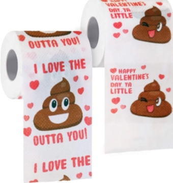 Funny Valentines Day Toilet Paper Roll - Poop Emoji Valentines Toilet Paper Prank - Funny Bathroom Gifts - Romantic Love You Toilet Paper - Valentines Day Gag Gifts for Him Her (2 rolls)