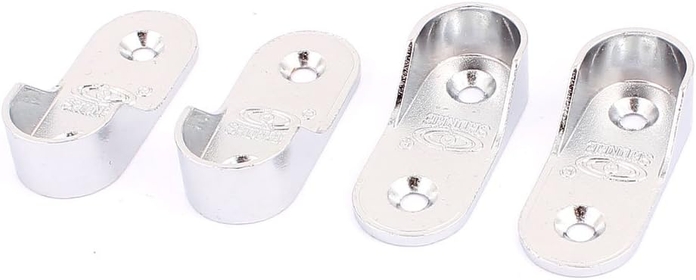 Closet Hanging Weatherproofing Rod Flange Rail Supporter Holder Silver Window Insulation Kits Tone 4pcs
